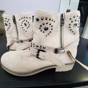 Geox suede booties with buckles and embellishments